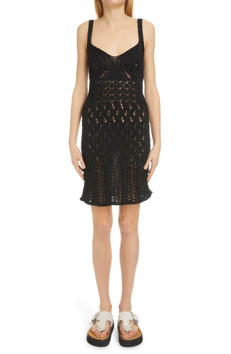 Acne Studios Kamillo Open Stitch Cotton Sweater Minidress, Main, color,
