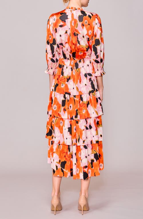 Melloday Three-quarter Sleeve Satin Midi Dress