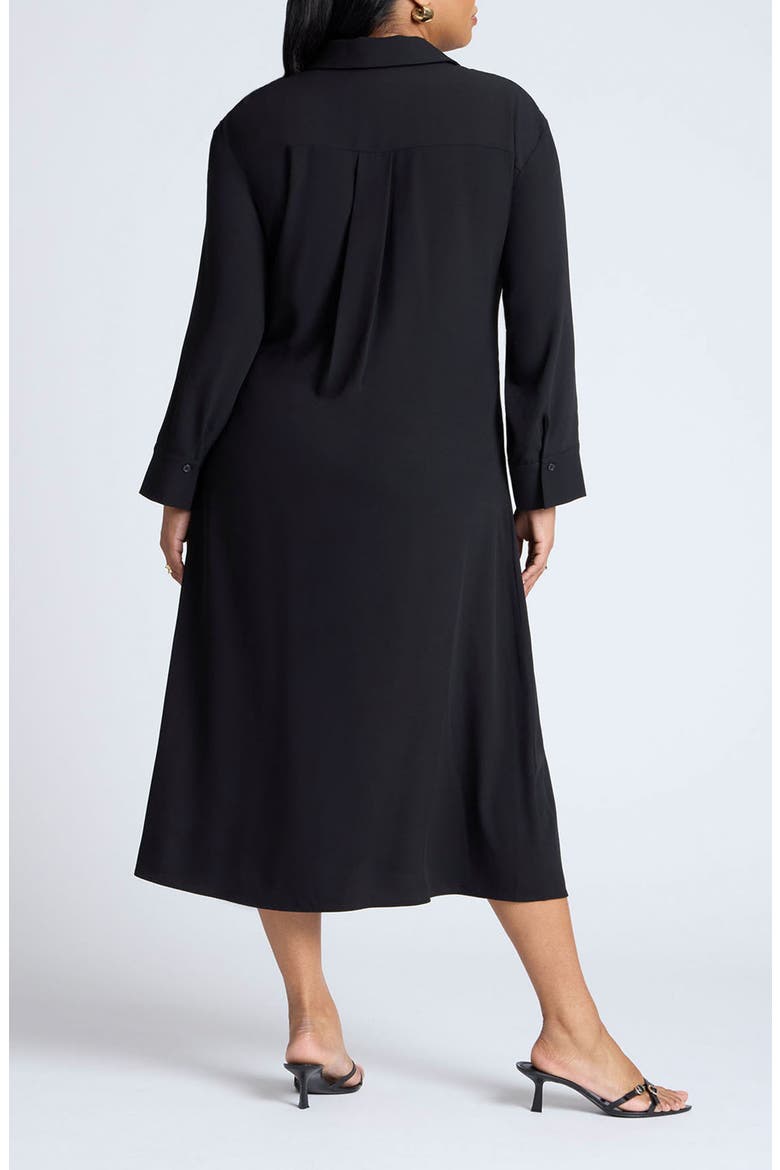 Tie Front Oversized Midi Shirt Dress, Alternate, color, BLACK ONYX