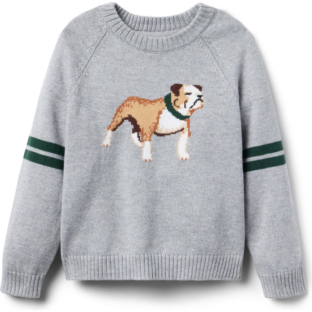 Janie And Jack Bulldog Striped Sweater In Gray