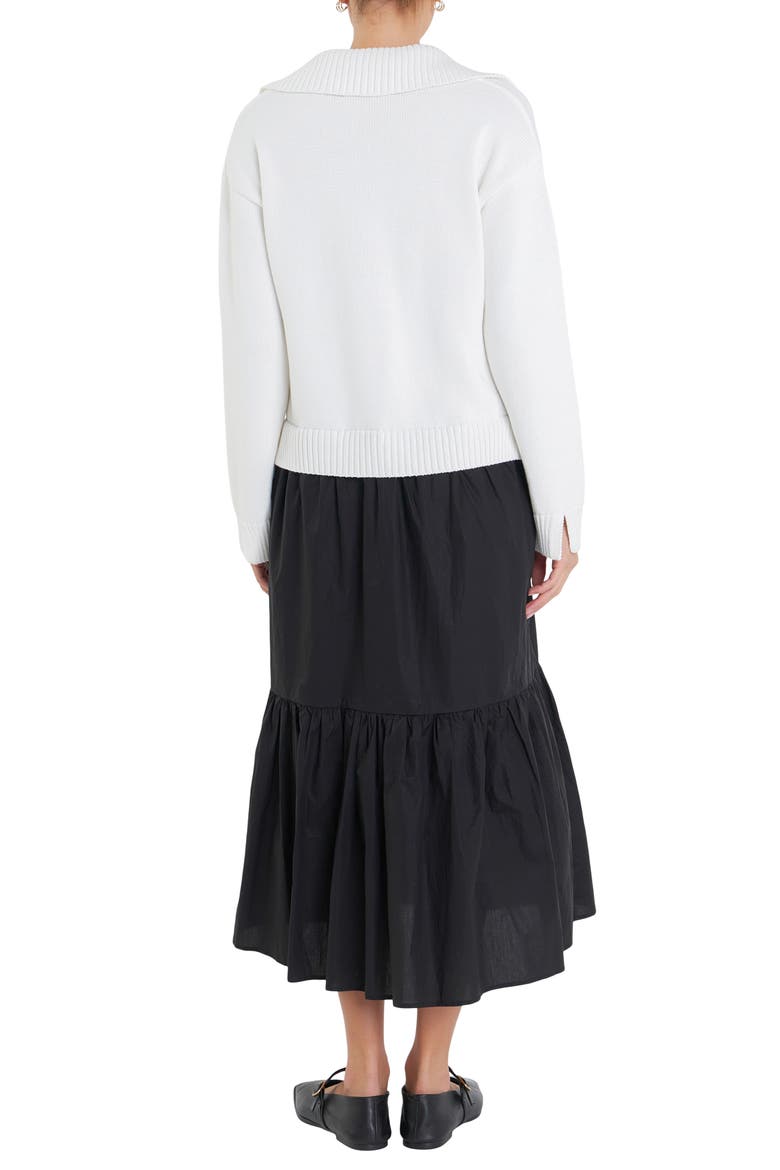 Mixed Media Long Sleeve Sweater Midi Dress, Alternate, color, IVORY
