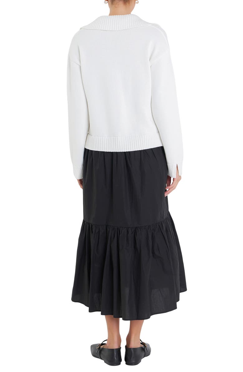 English Factory Mixed Media Long Sleeve Sweater Midi Dress, Alternate, color, 