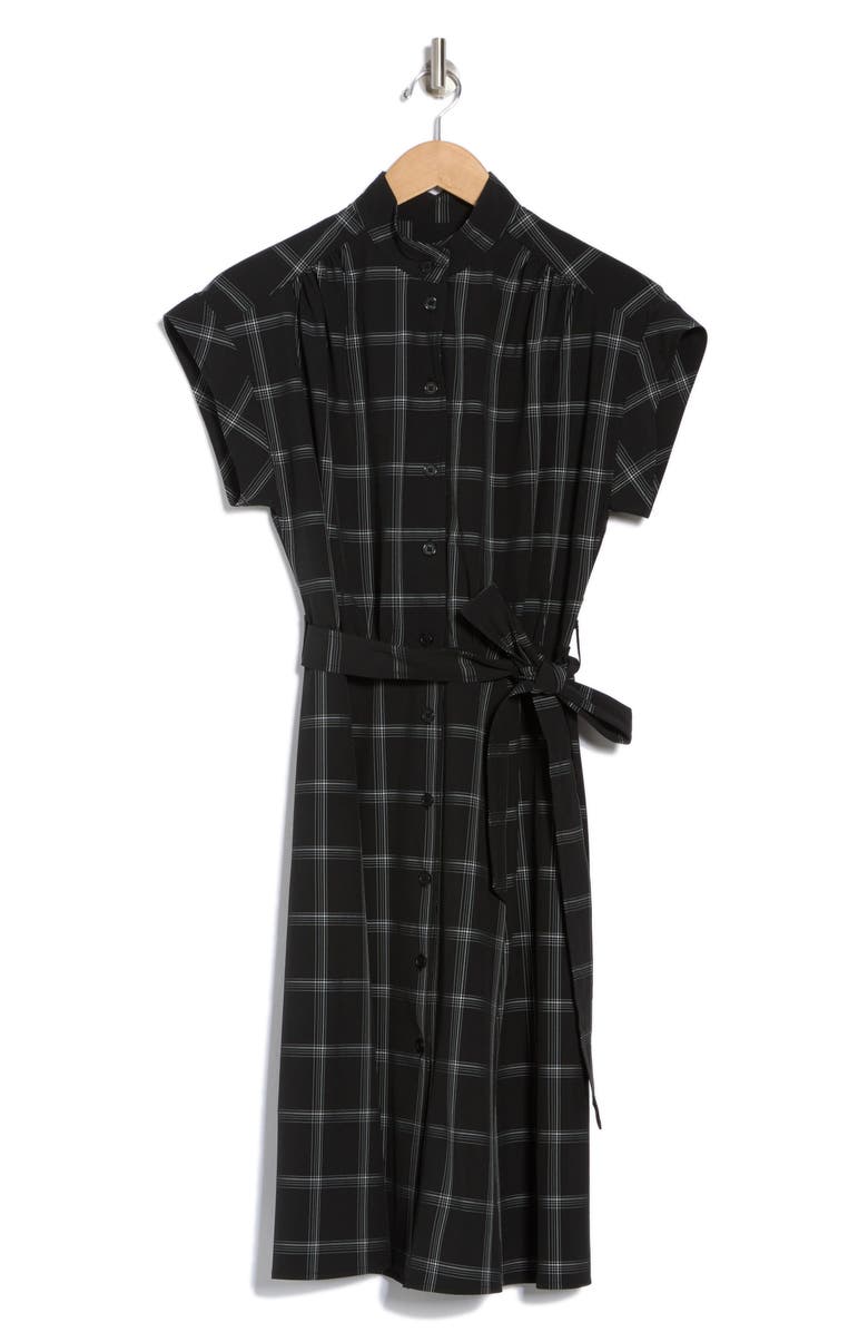 Calvin Klein Comm Big Plaid Shirtdress, Alternate, color, Black/ White
