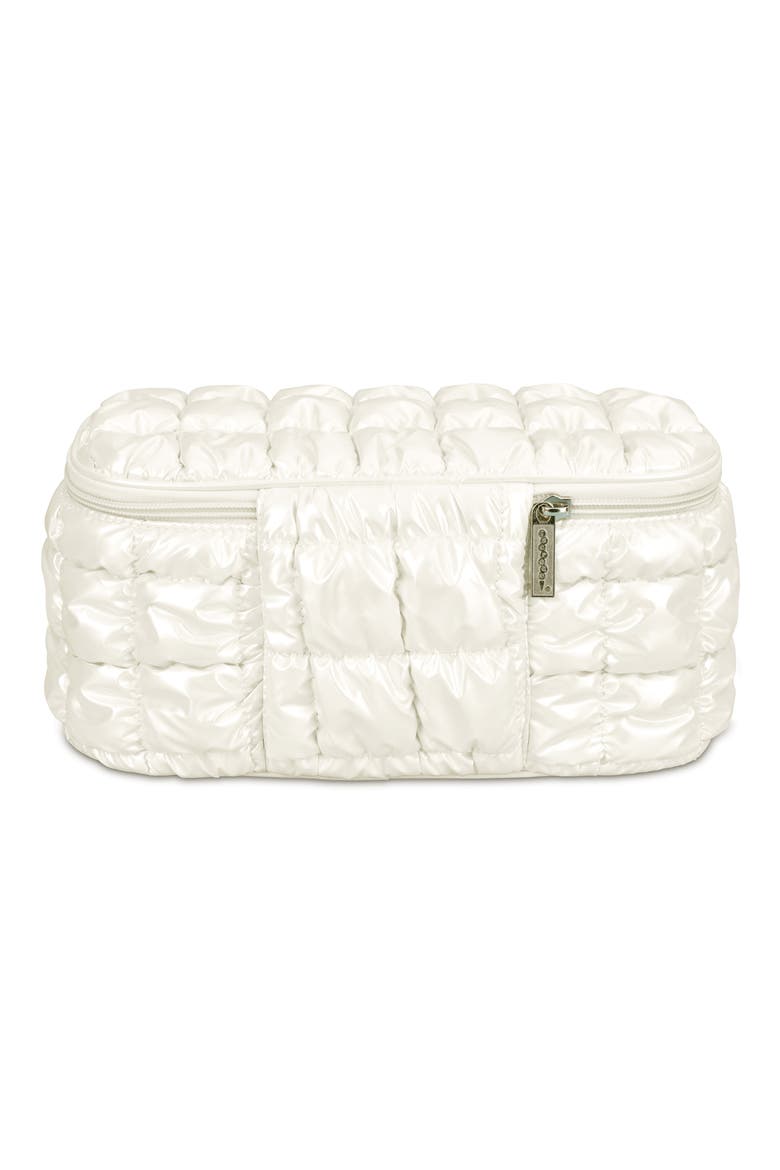 Kids' Shiny Puffer Cosmetics Case, Alternate, color, WHITE