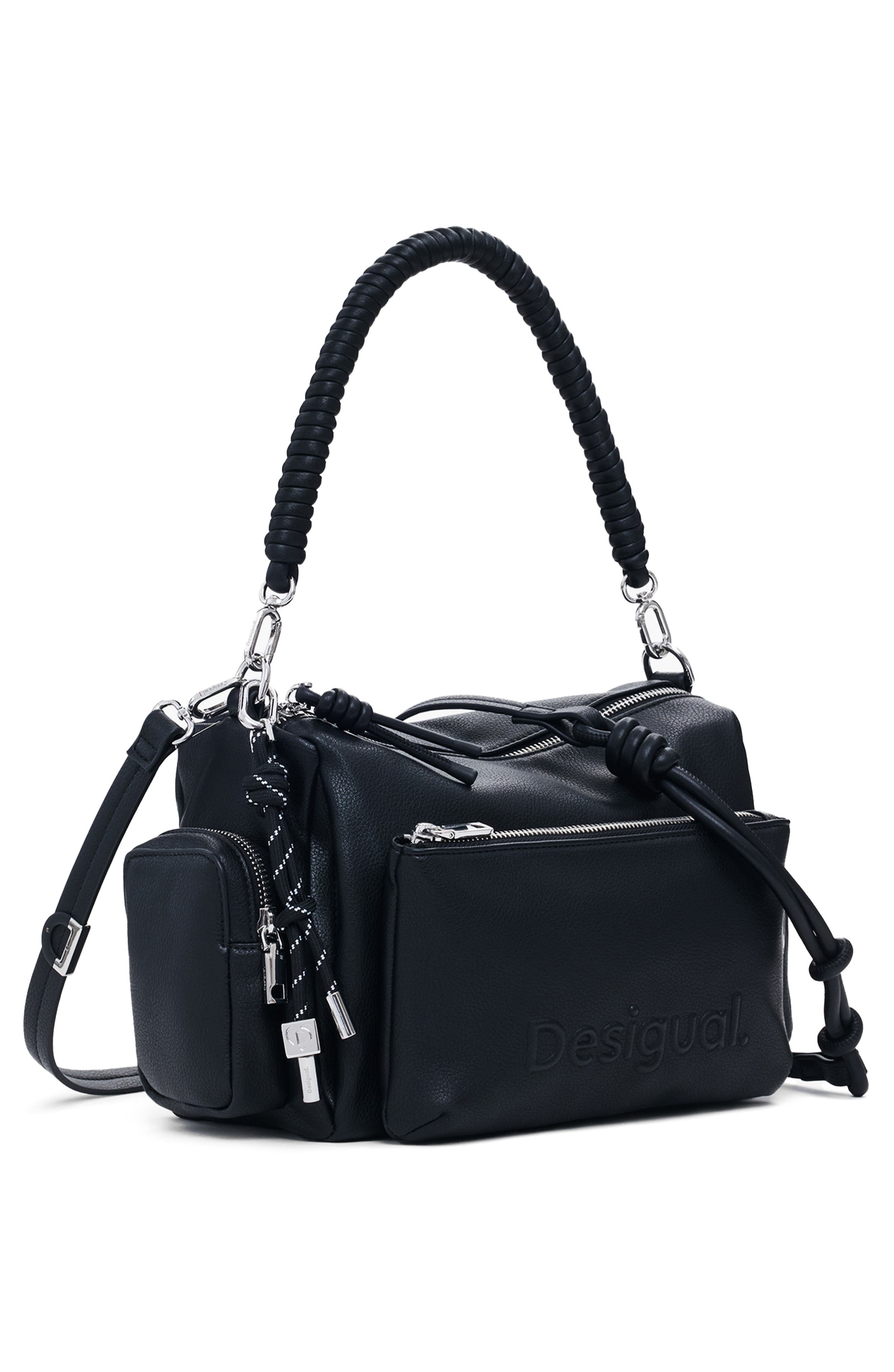 Desigual Faux Leather Shoulder Bag, Alternate, color, Black