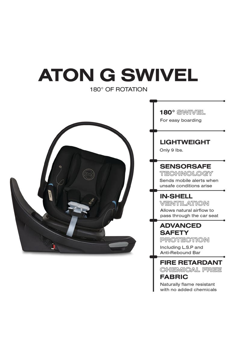 CYBEX Gazelle S 2 Stroller, Aton G Lux Infant Car Seat & Gazelle S 2 Cot Travel System, Alternate, color, Moon Black