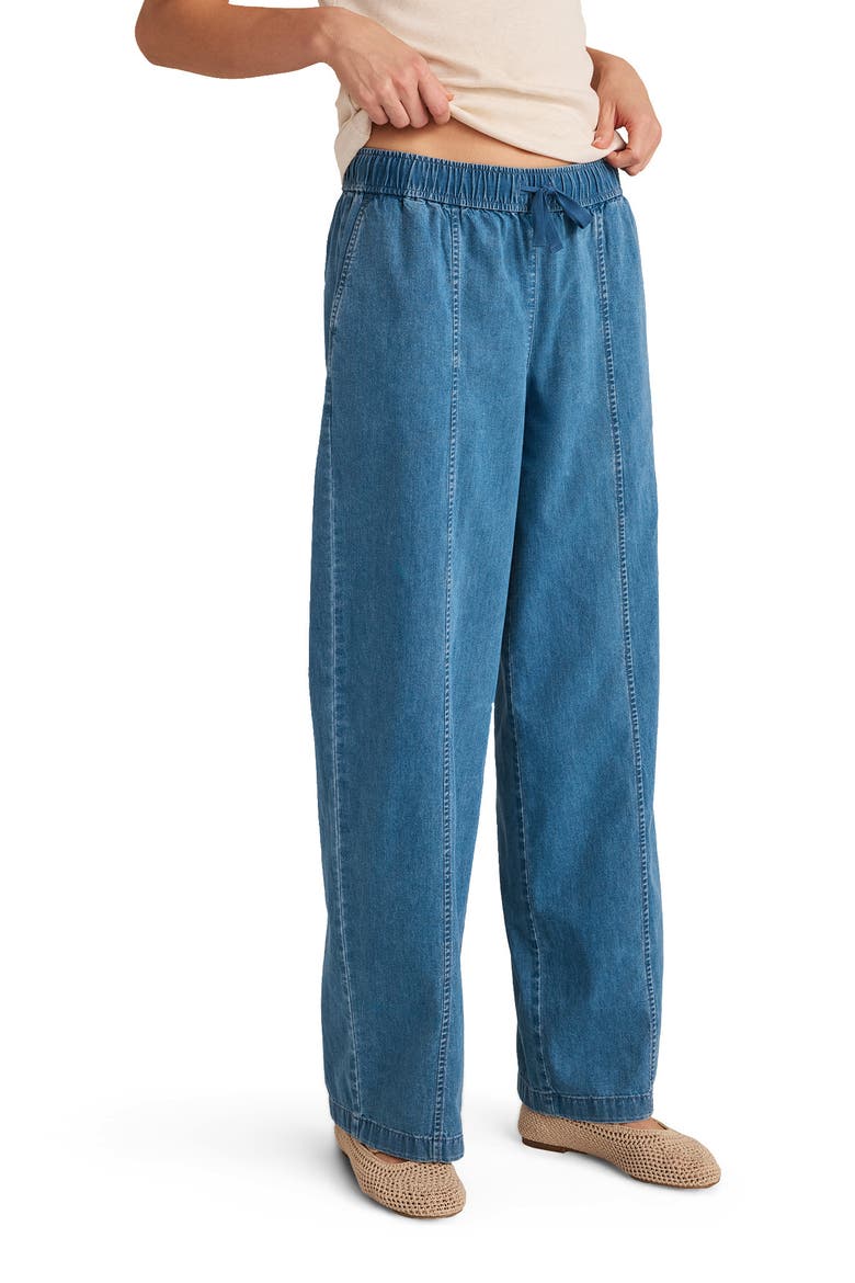 Organic Cotton Denim Barrel Leg Pants, Main, color, Indigo Wash