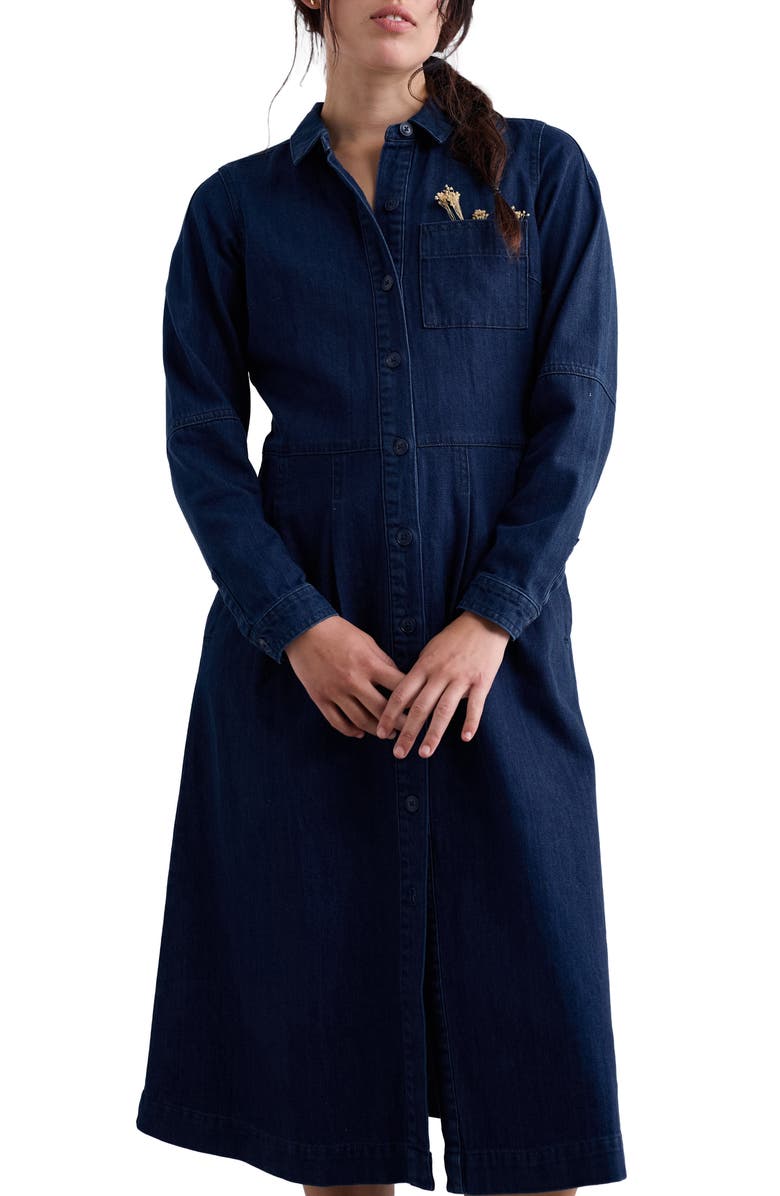 Seasalt Cornwall Outlines Denim Shirtdress, Main, color, Mid Wash