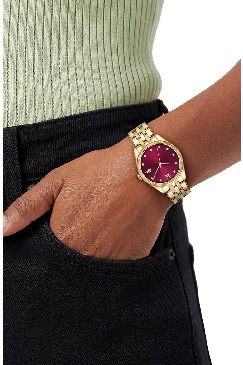 Parisienne Bracelet Watch, 30mm, Alternate, color, BURGUNDY