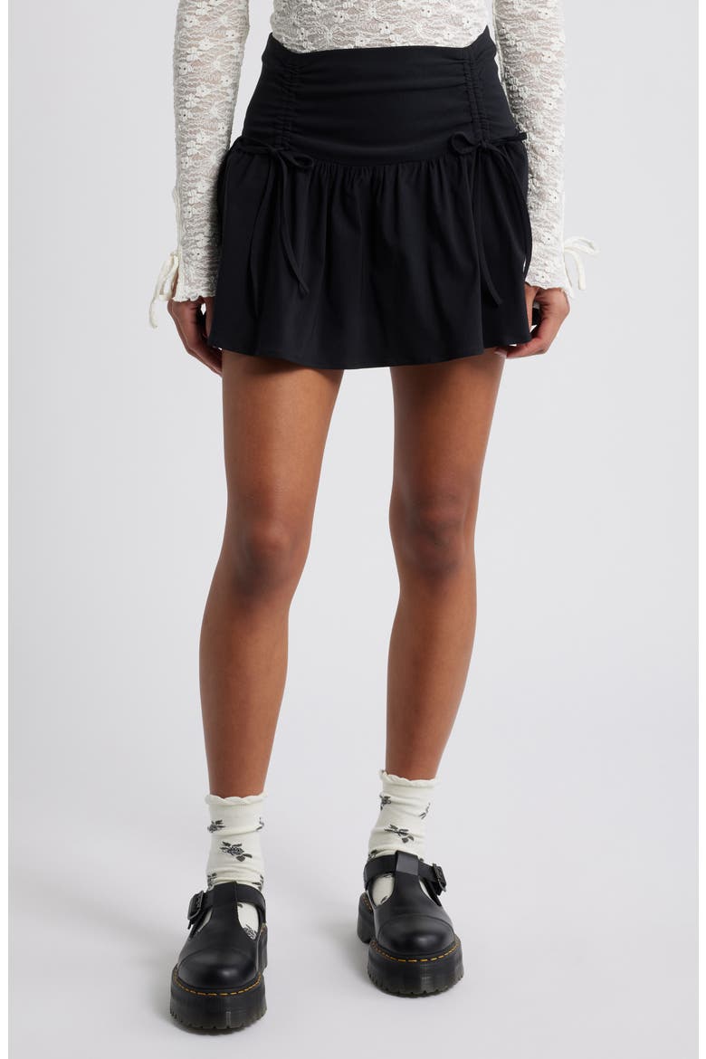 Cinched Miniskirt, Main, color, BLACK