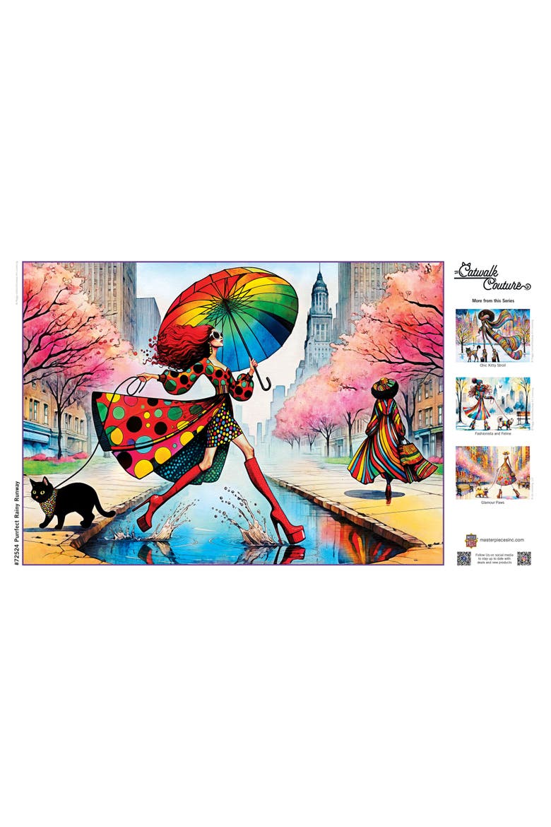 Purrfect Rainy Runway 1000 Piece Puzzle, Alternate, color, Multicolor
