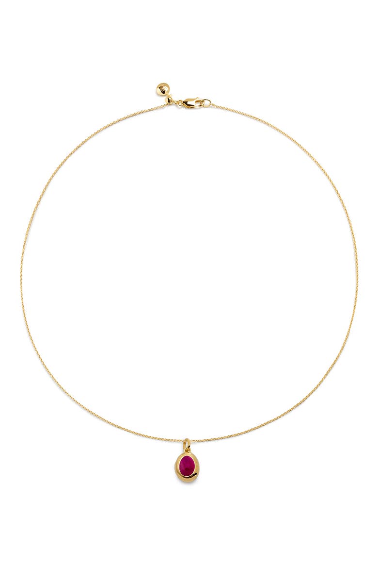 Birthstone Locket Necklace, Main, color, 18CT GOLD / PINK QUARTZ