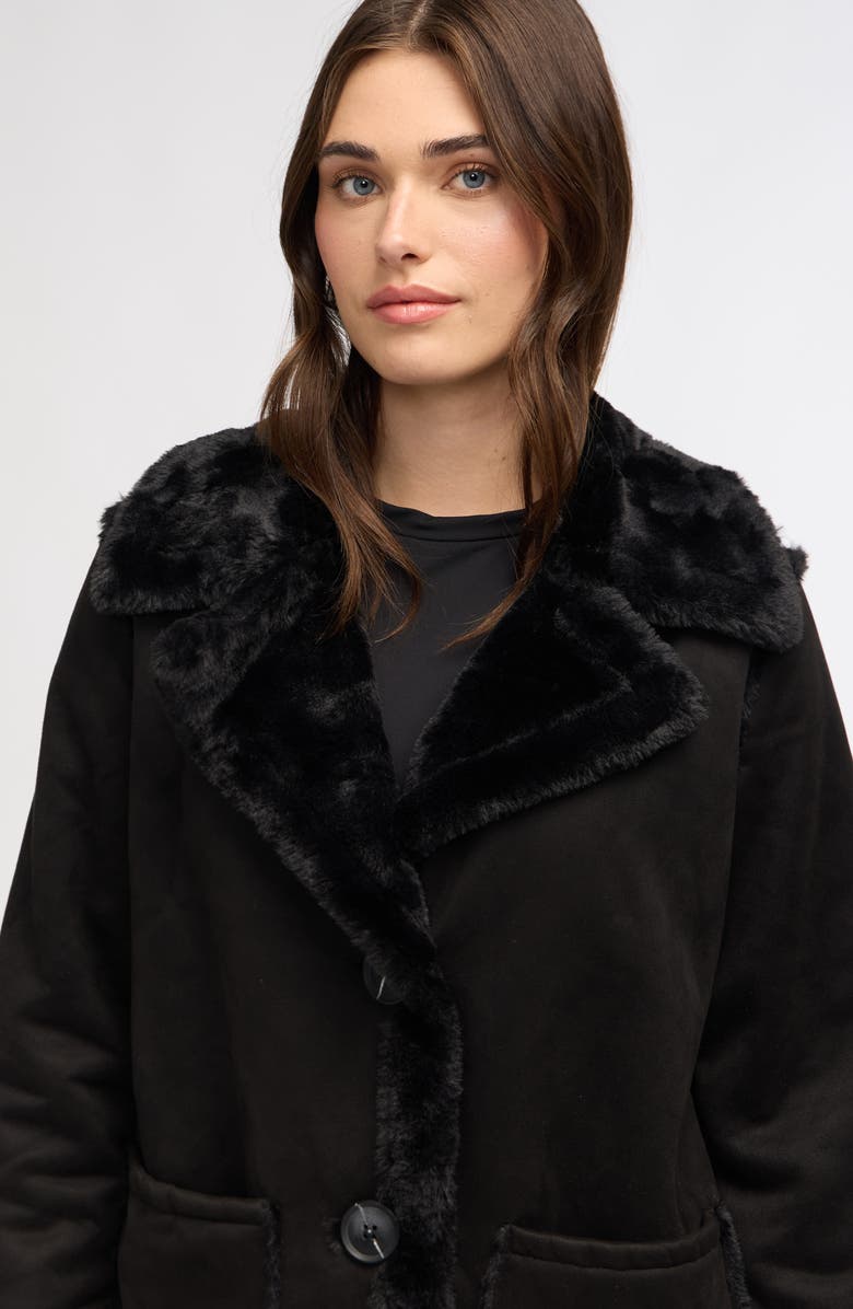 NVLT Faux Fur Trim Faux Suede Jacket, Alternate, color, 