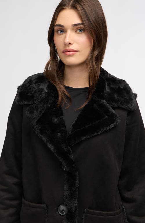 Nvlt Faux Fur Trim Faux Suede Jacket In Black