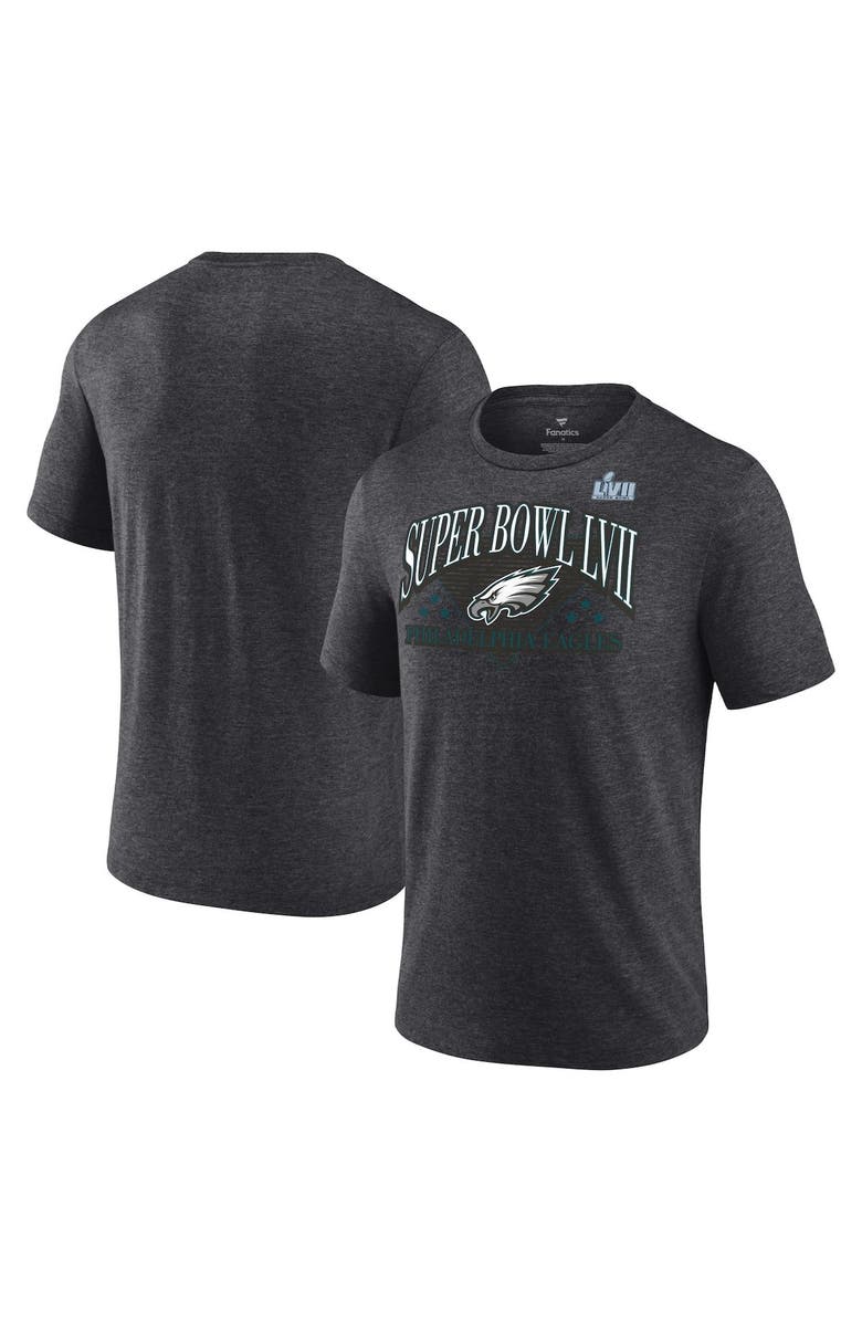 FANATICS Men's Fanatics Branded Heather Charcoal Philadelphia Eagles Super Bowl LVII Tri-Blend Triangle Strategy T-Shirt, Main, color, 