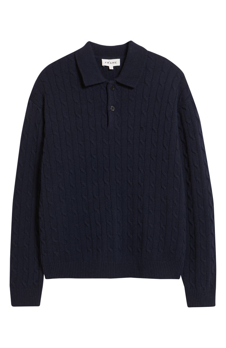 FRAME Cable Wool & Cashmere Polo Sweater, Alternate, color, Dark Navy