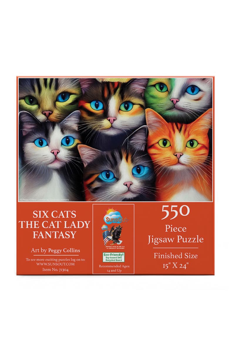 Sunsout Six Cats the Cat Lady Fantasy 550 piece Jigsaw Puzzle for Adults, Alternate, color, Multicolor
