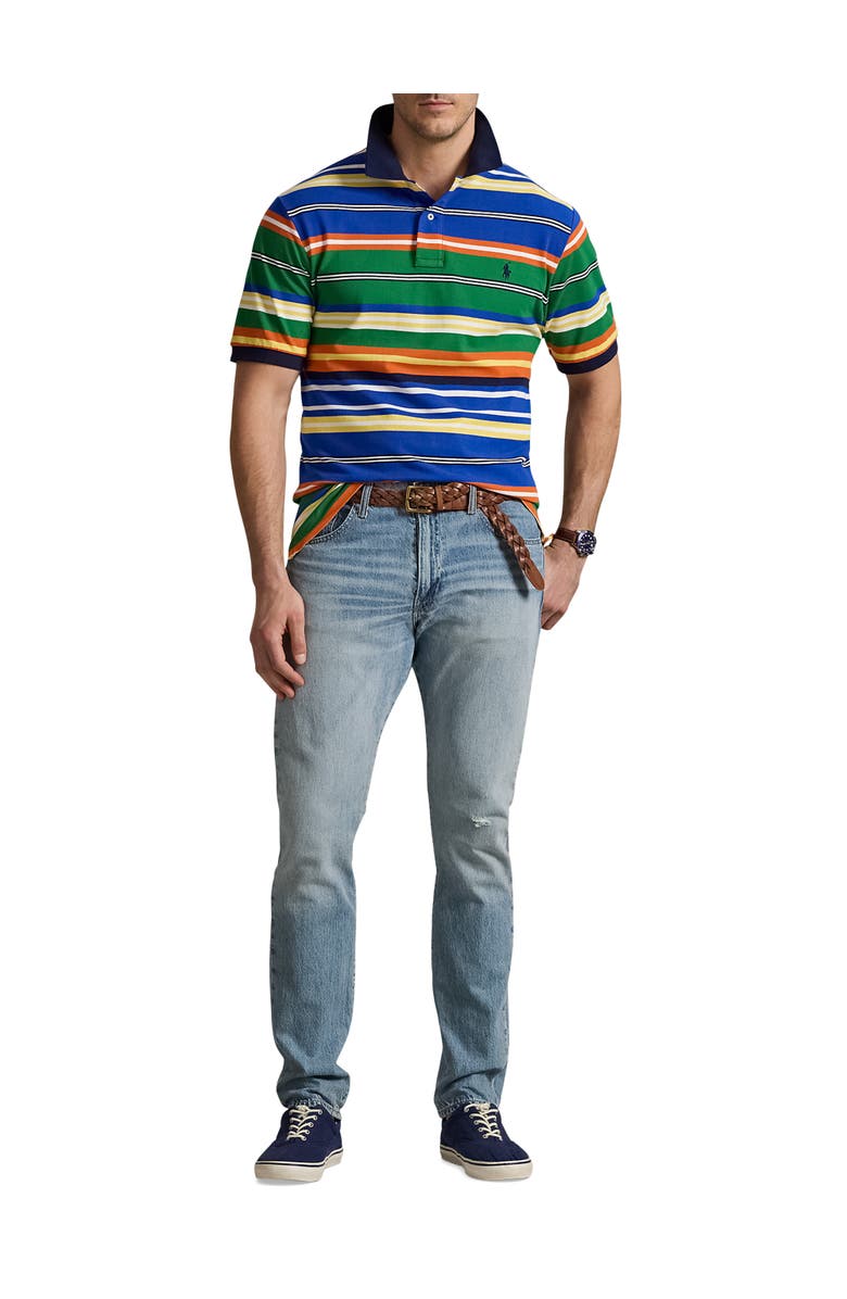 Polo Ralph Lauren Big & Tall Striped Mesh Polo Shirt, Alternate, color, Cruise Green Multi