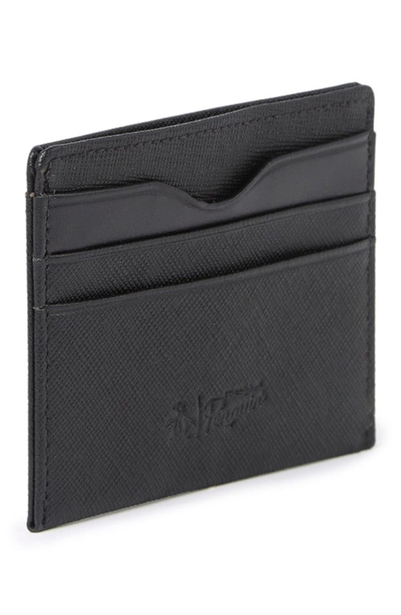 Original Penguin Saffiano Leather Card Case, Alternate, color, Blk