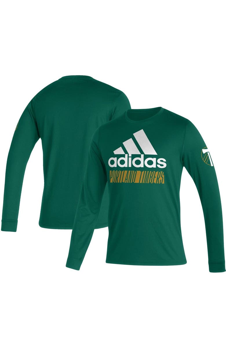 adidas Men's adidas Green Portland Timbers Vintage AEROREADY Long Sleeve T-Shirt, Main, color, Green