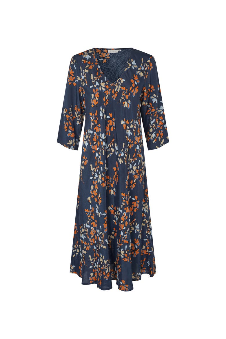 MaNorelle V-Neck 3/4 Sleeve Midi Dress, Alternate, color, Autumnal