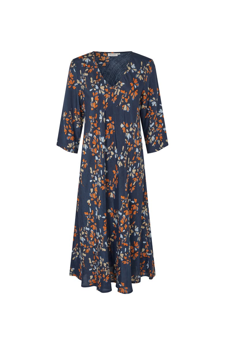 Masai Copenhagen MaNorelle V-Neck 3/4 Sleeve Midi Dress, Alternate, color, Autumnal