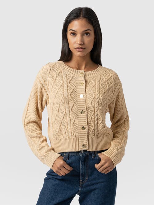Saint + Sofia Bronte Cable Cardigan In Yellow