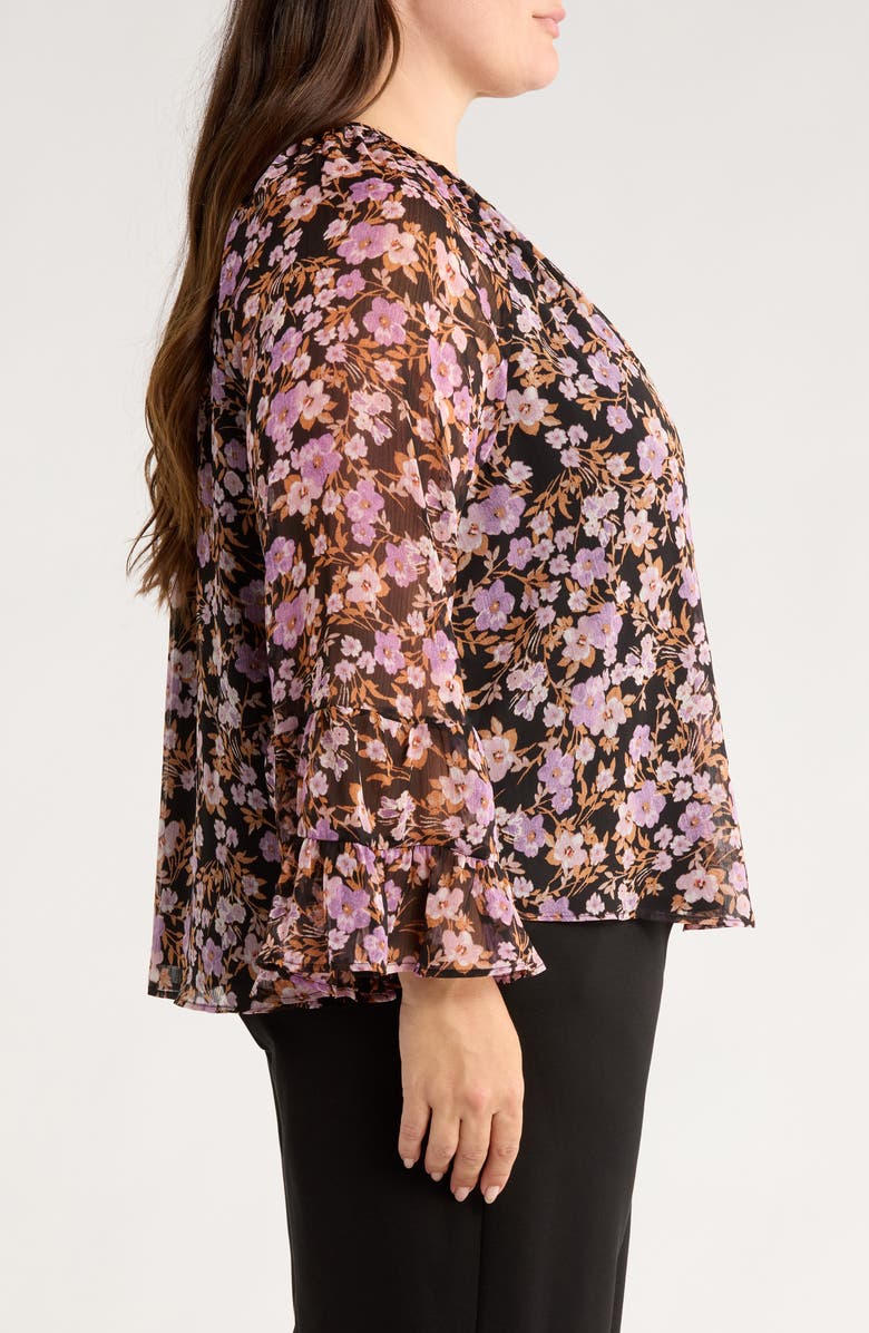 CeCe Keyhole Tiered Long Sleeve Top, Alternate, color, Rich Black