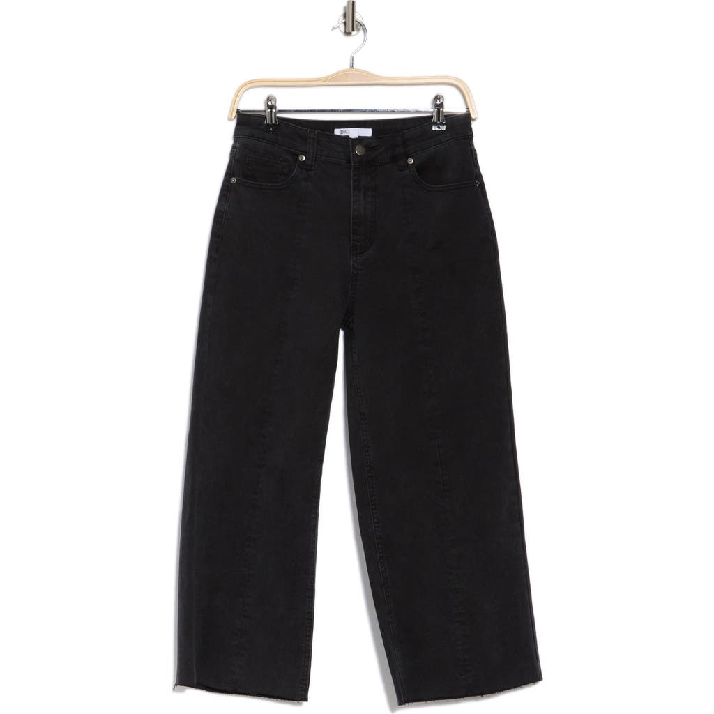 Daniel Rainn Crop Raw Hem Jeans In Black Acid Wash