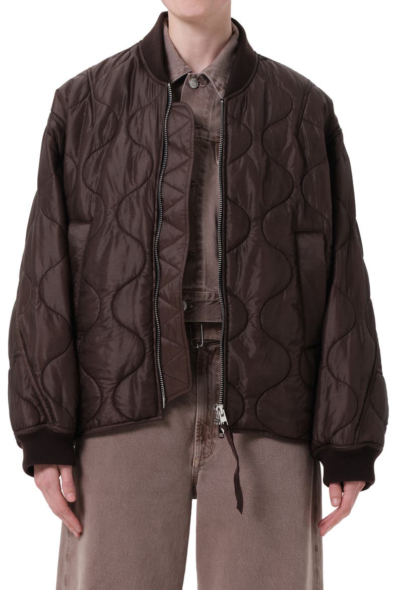 Isla Onion Quilted Bomber Jacket, Main, color, BOURBON DK CHOCOLATE BROWN