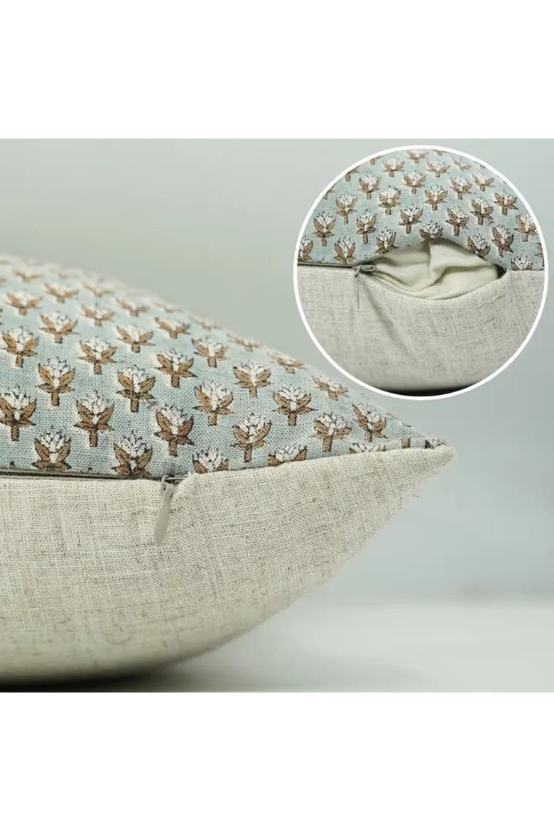 Mogra Hand Block Printed Viscose Linen Pillow Cover, Alternate, color, No Color