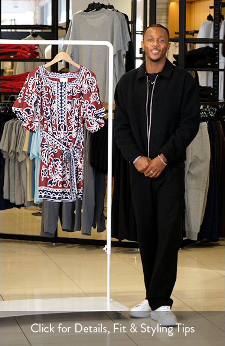 Arya Print Tie Waist Dress, sales video thumbnail