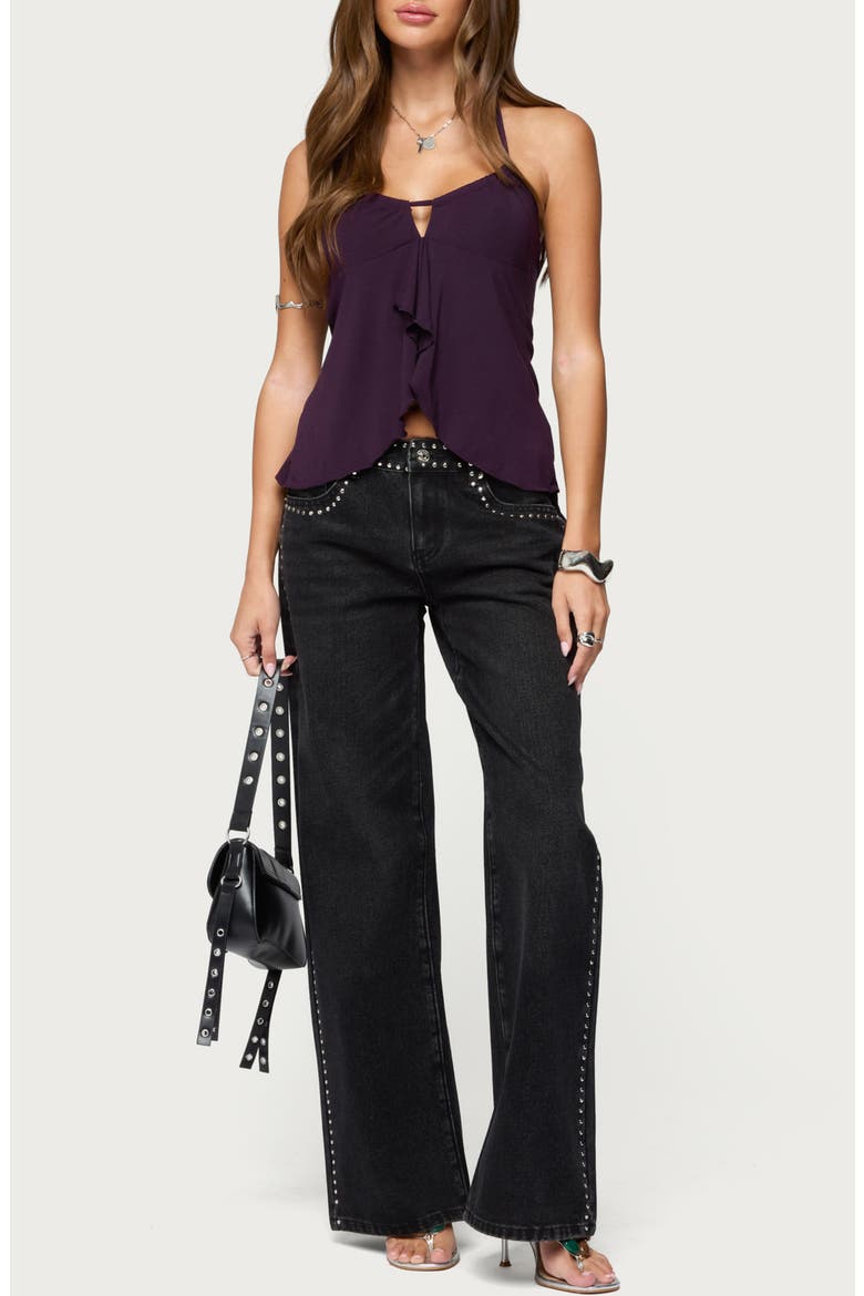 Lorenna Split Front Halter Top, Alternate, color, PURPLE