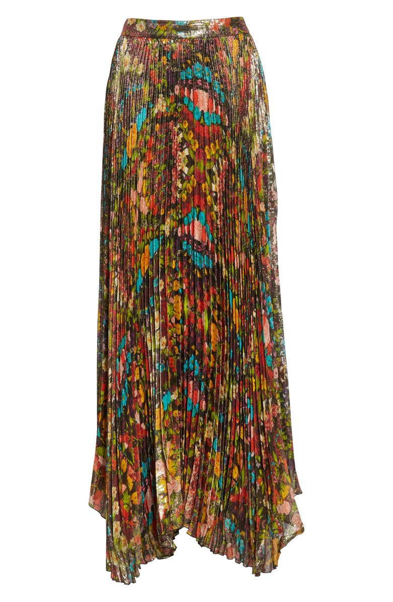 Alice + Olivia Katz Sunburst Pleated Maxi Skirt, Alternate, color,