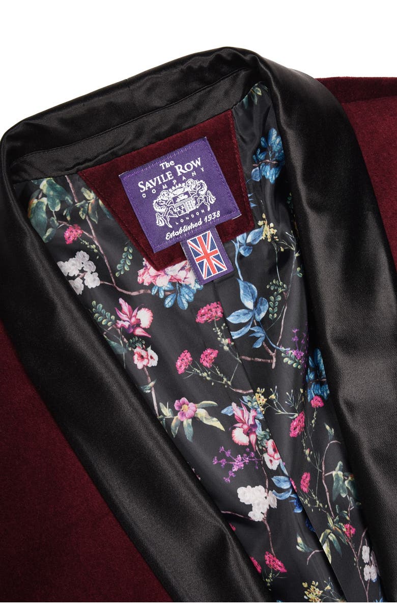 SAVILE ROW CO Burgundy Shawl Collar Single Button Velvet Suit Separate Sport Coat, Alternate, color, Burgundy