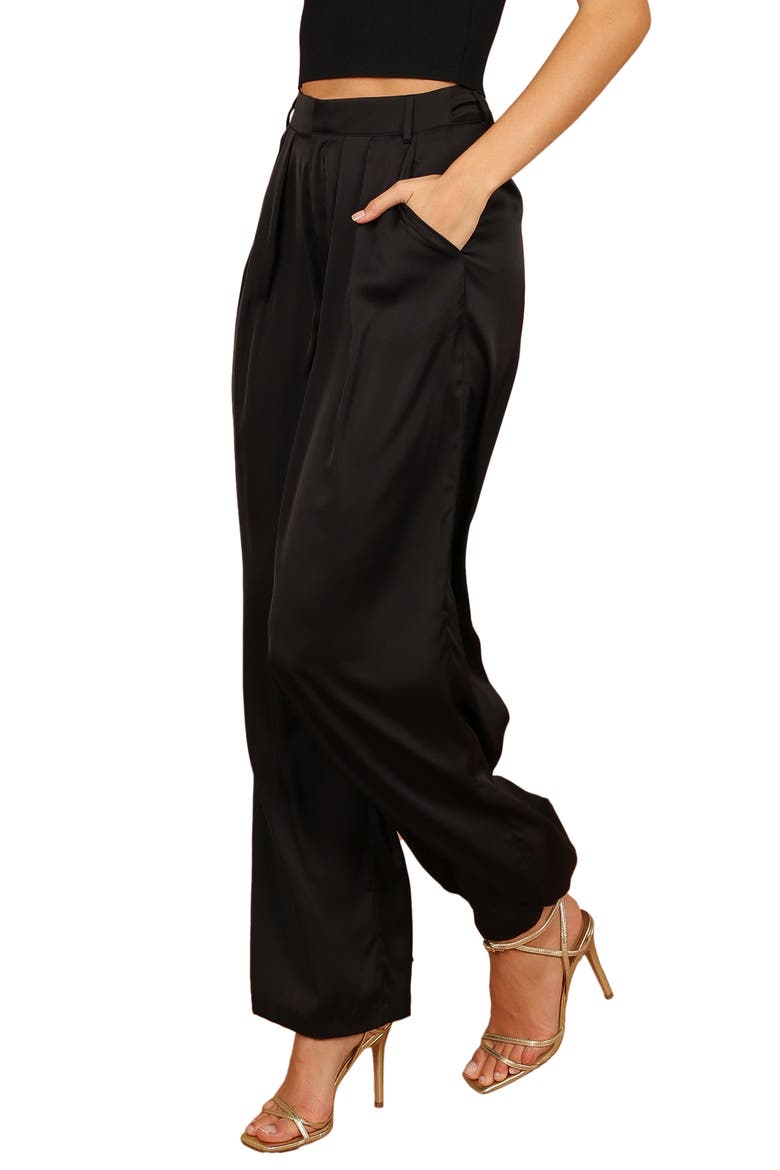 Wellington Wide Leg Satin Pants, Alternate, color, BLACK