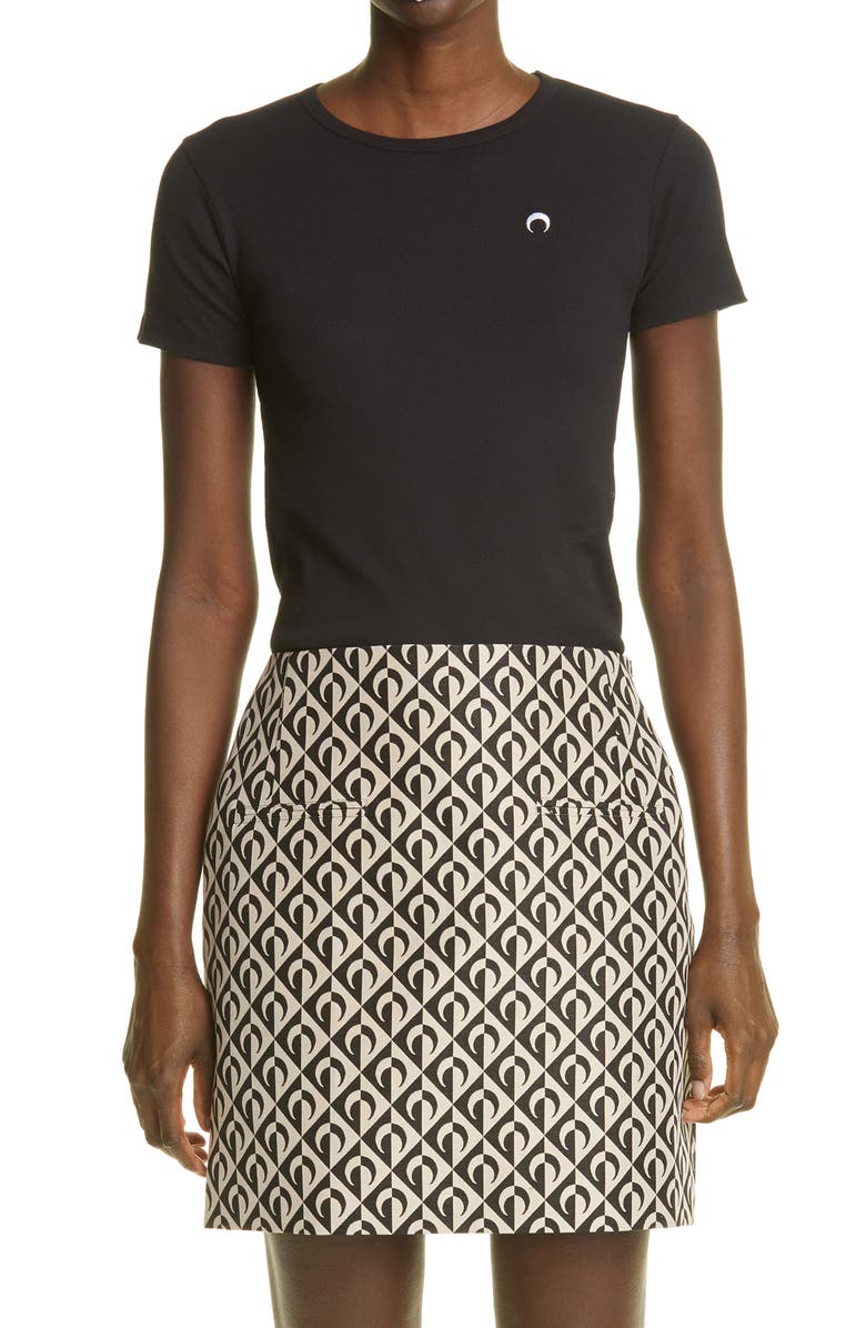 Marine Serre Mini Fit Logo Organic Cotton T-Shirt, Main, color, 