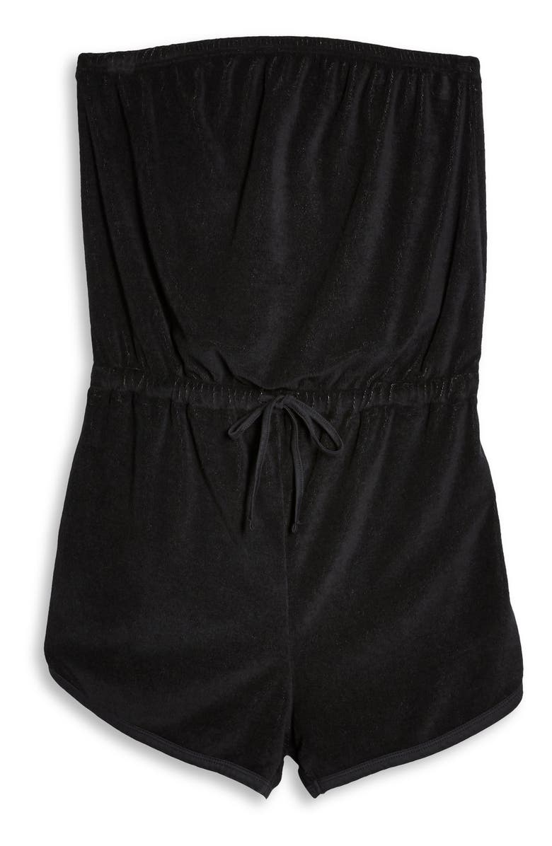 Topshop Strapless Velour Cover-Up Romper, Alternate, color, 