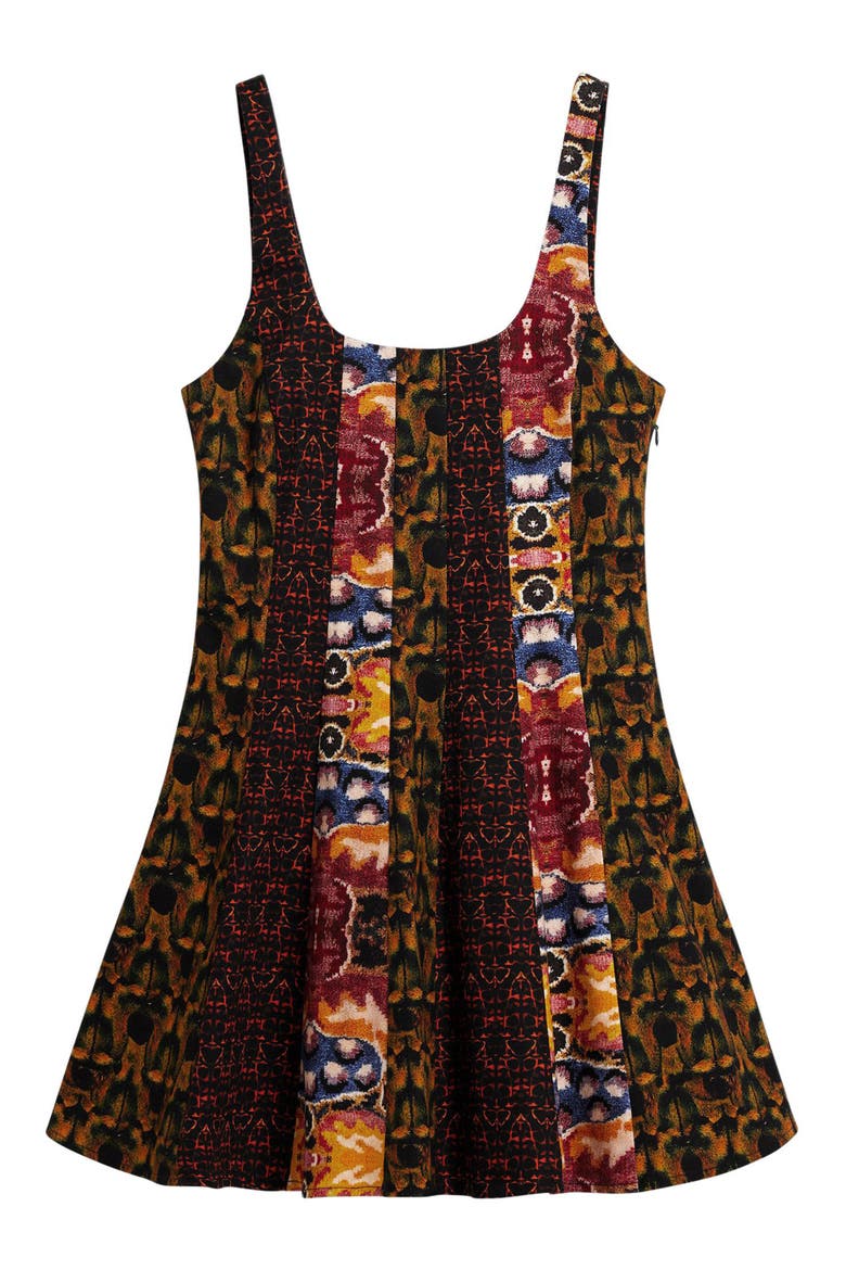 Mix Print Fit & Flare Minidress, Alternate, color, BURGUNDY MULTI