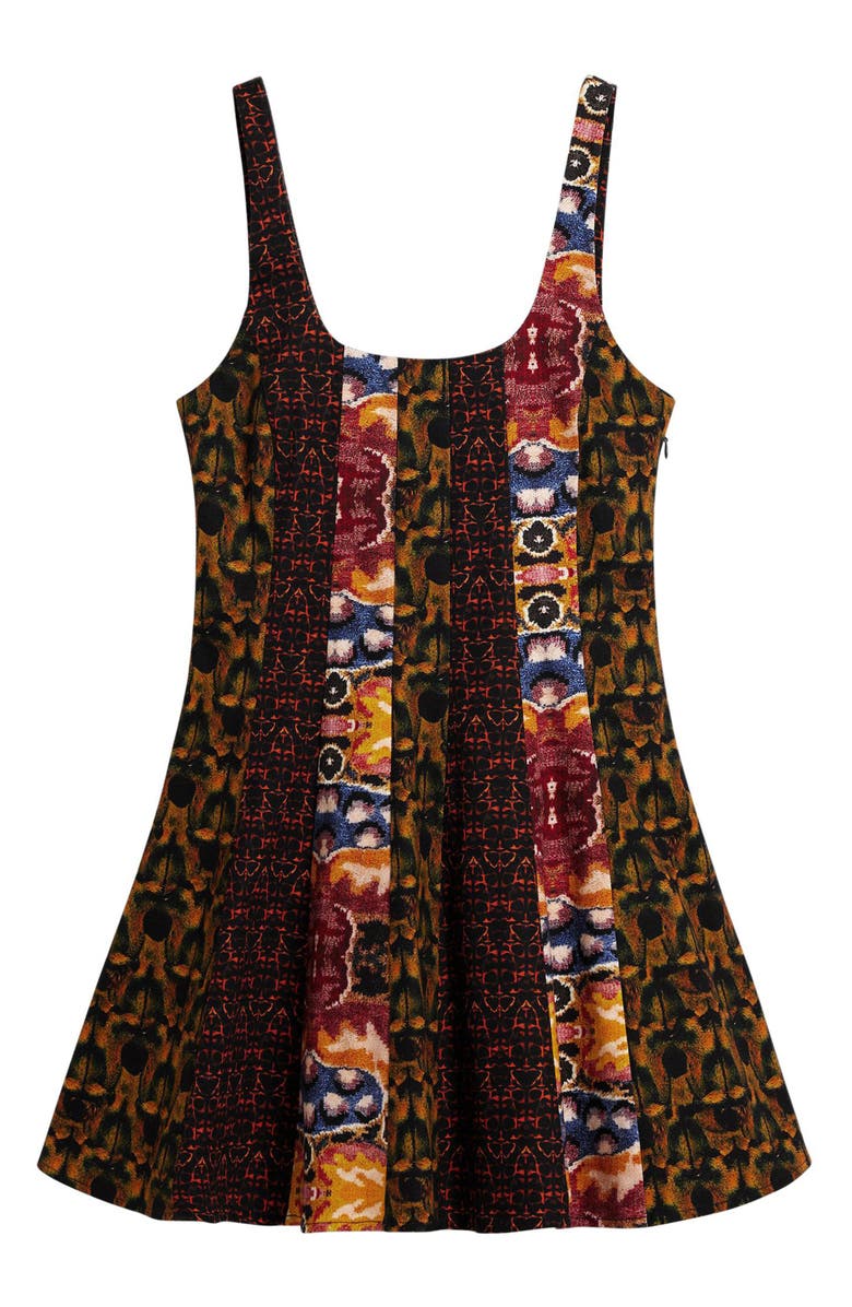 Desigual Mix Print Fit & Flare Minidress, Alternate, color, Burgundy Multi