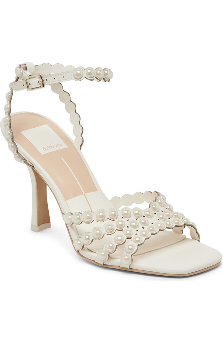 Dolce Vita Hellen Pearly Bead Ankle Strap Sandal, Main, color, White Leather