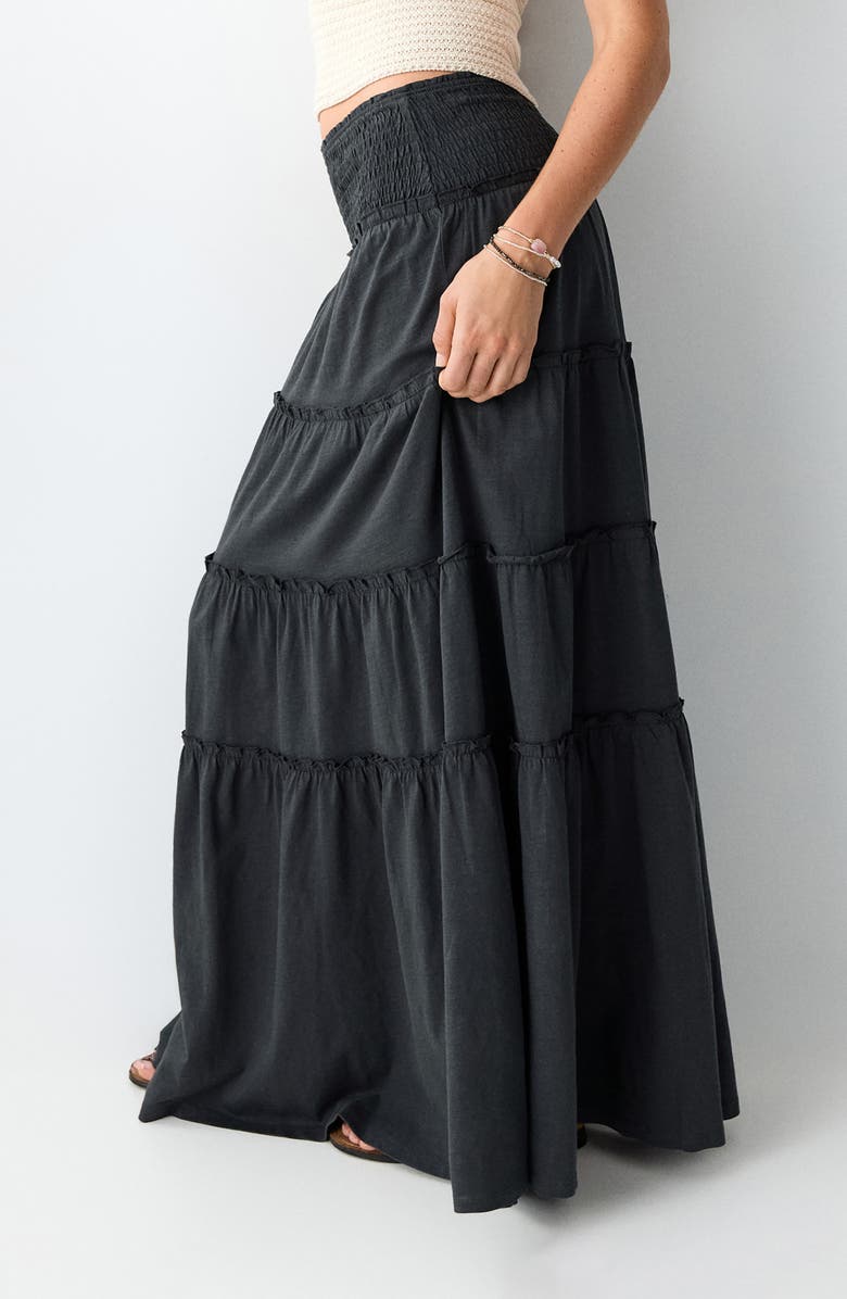 MANGO TEEN Smocked Ruffle Maxi Skirt, Alternate, color,