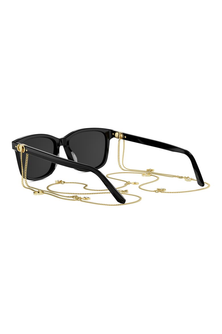 Petit CD S2I Rectangular Sunglasses, Alternate, color, SHINY BLACK / SMOKE