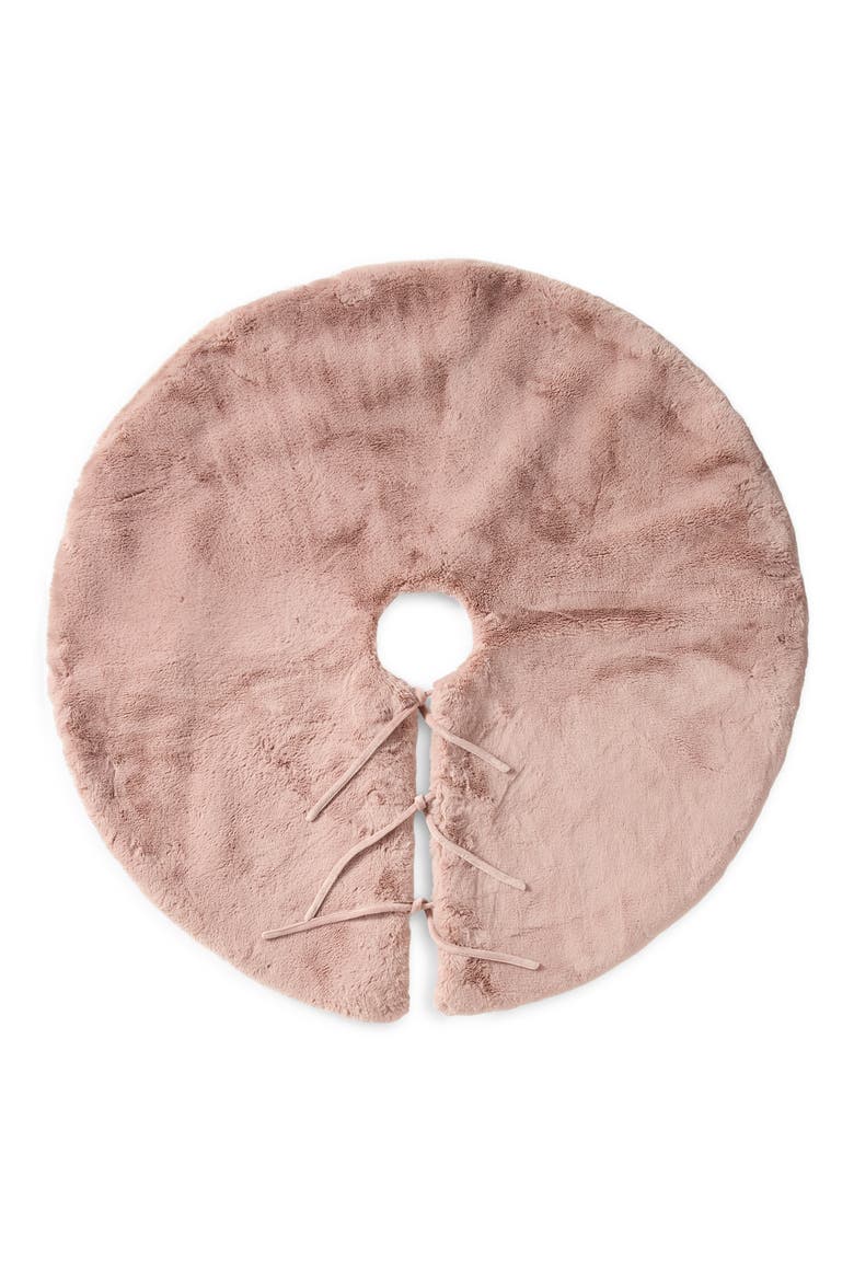 Faux Fur Christmas Tree Skirt, Main, color, PINK ADOBE
