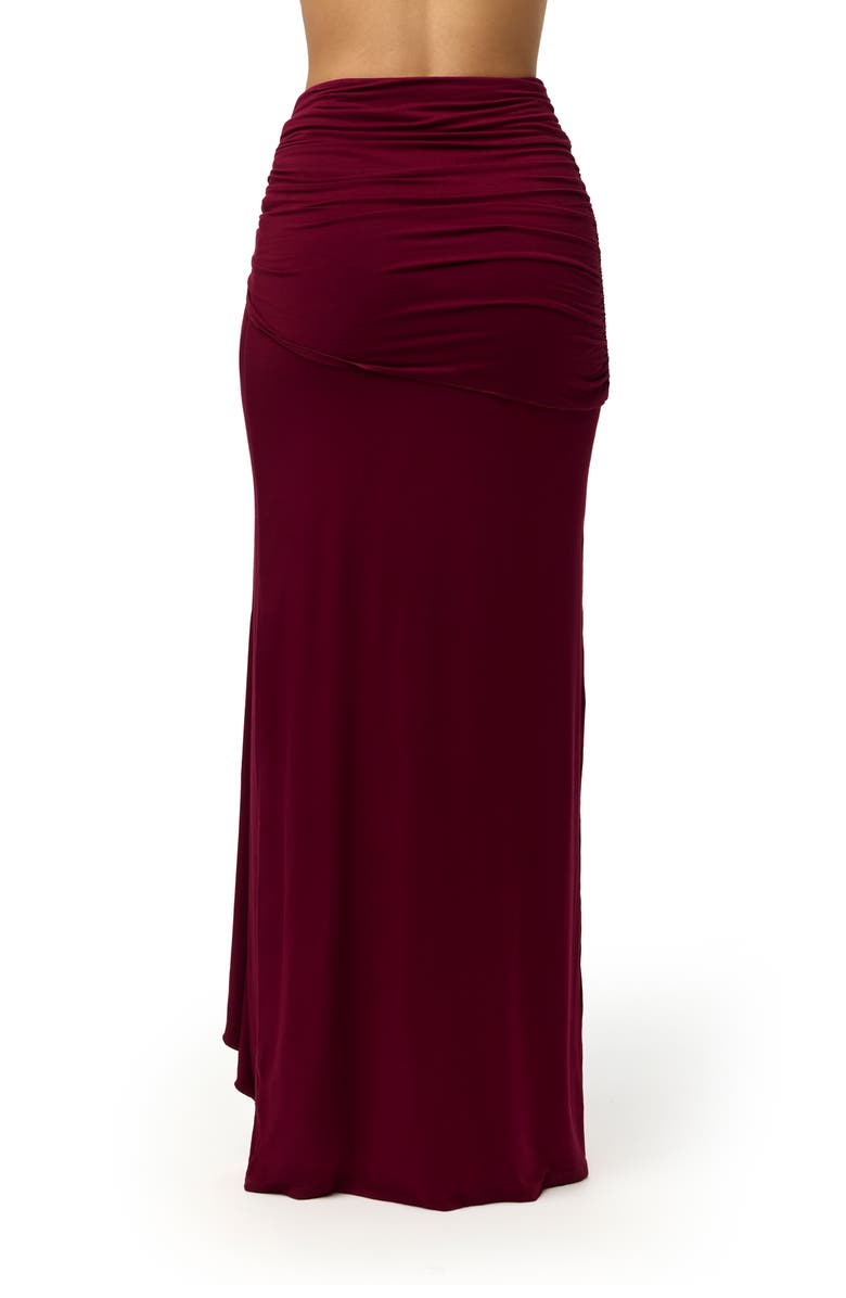 Naked Wardrobe U-Wire Ruched Maxi Skirt, Alternate, color, Sangria