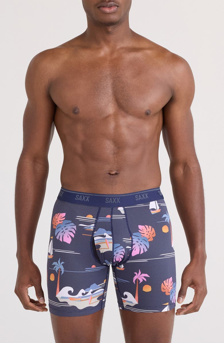 SAXX Quest Quick Dry Mesh Slim Fit Boxer Briefs, Main, color, Sunny Adventure-Maritime