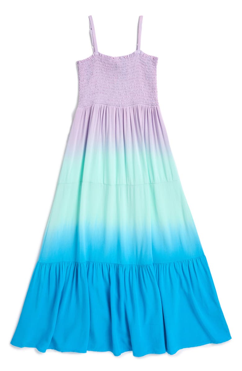 Design History Kids' Dip Dye Smocked Maxi Dress, Main, color, 