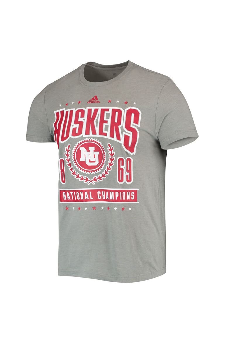 Men's adidas Heathered Gray Nebraska Huskers Reminisce Tri-Blend T-Shirt, Alternate, color, Heather Gray