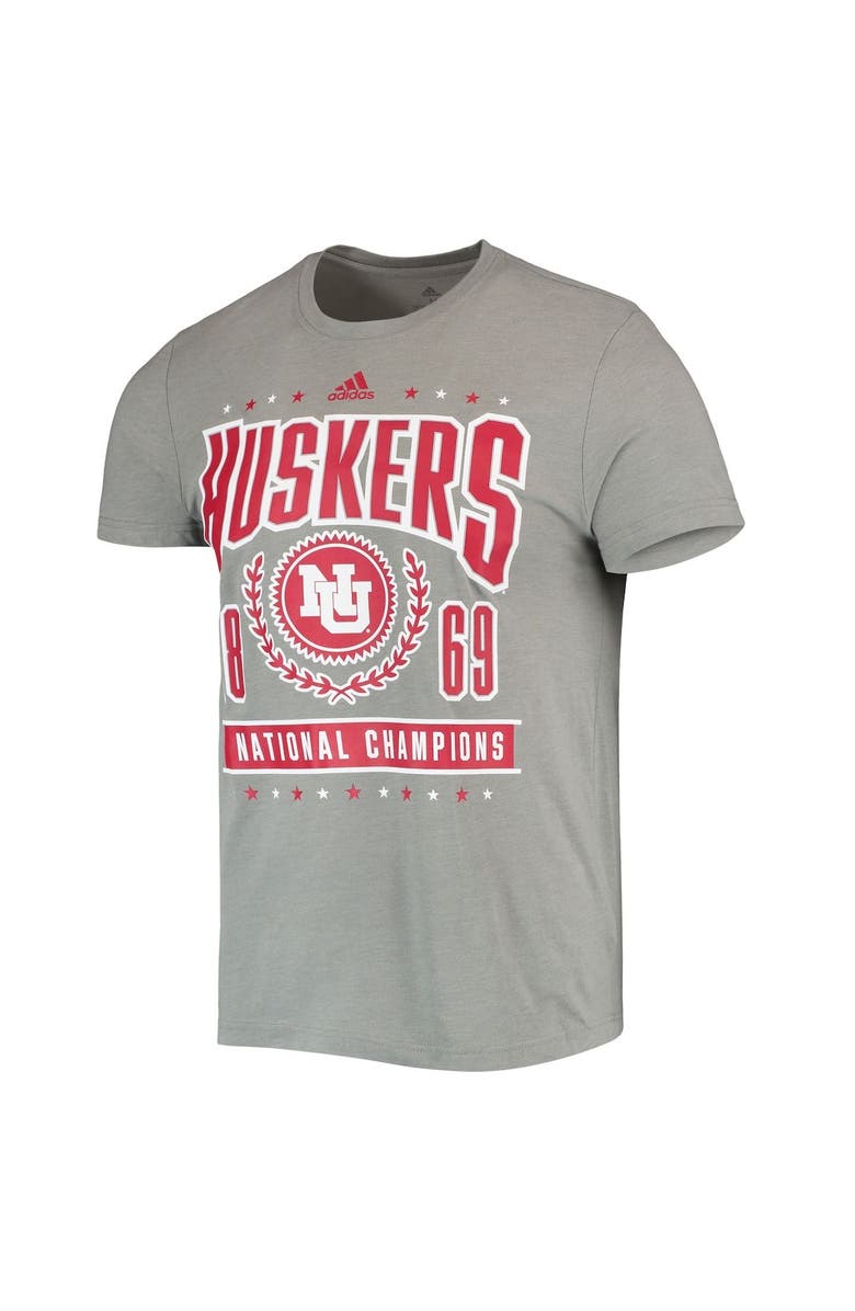 adidas Men's adidas Heathered Gray Nebraska Huskers Reminisce Tri-Blend T-Shirt, Alternate, color, Heather Gray
