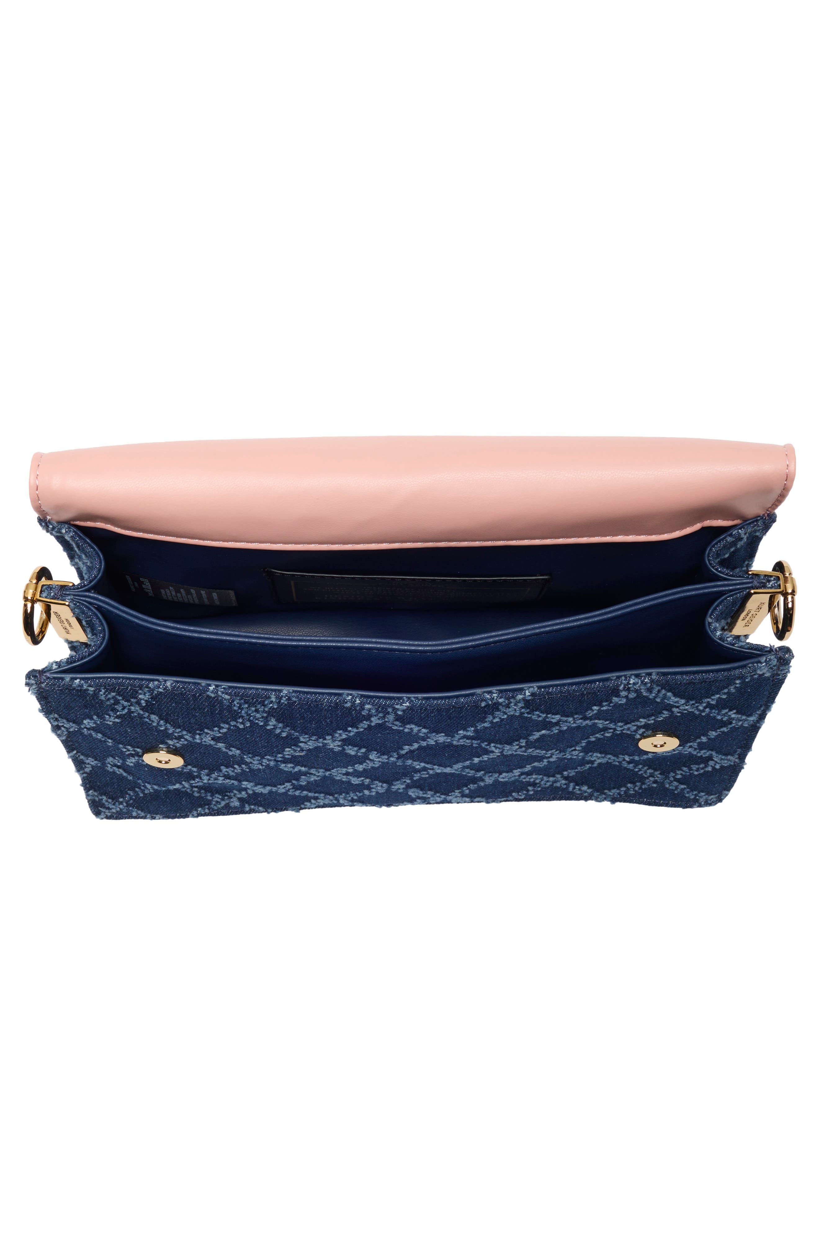 Brompton Soft Croc Embossed Leather & Denim Shoulder Bag, Alternate, color, NAVY